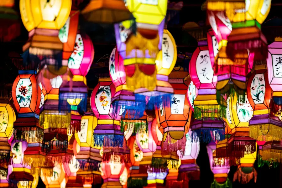 Glowing silk lanterns at GloWild